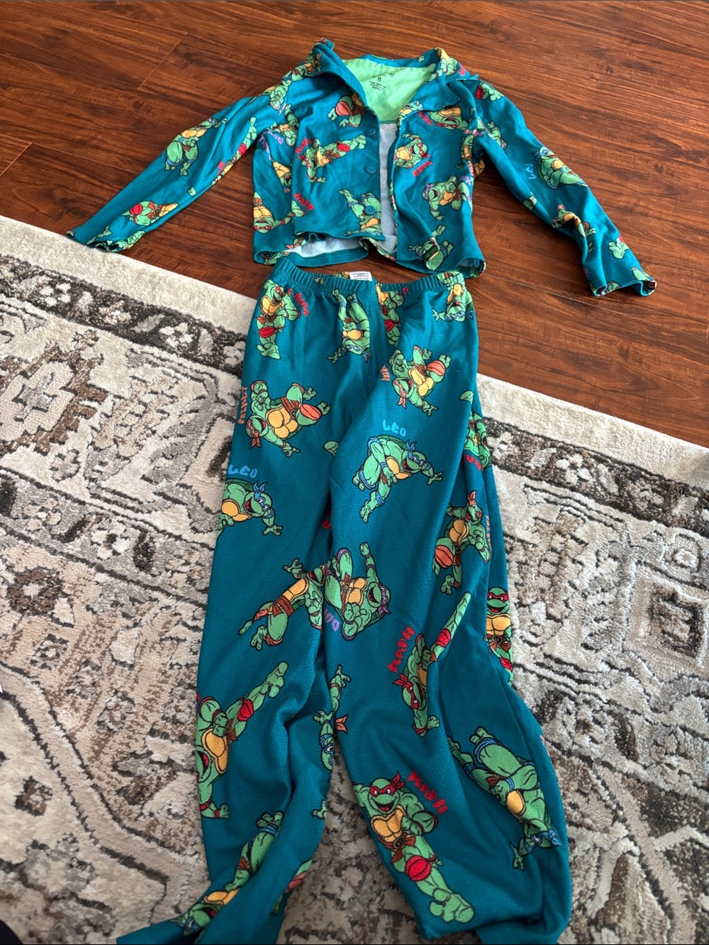Kids Teal Ninja Turtle Pajama Set - Hooded Top & Pants